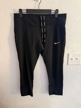 Nike Black Capri Leggings with White Swoosh